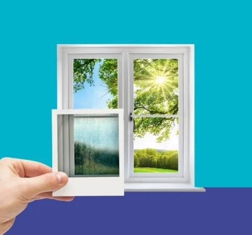 Double glazed pane closeup